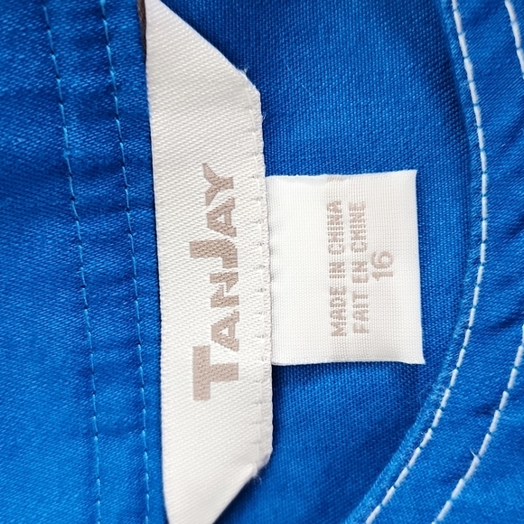 TanJay peacock blue button up jacket blazer 3/4 sleeve Size 16 NWT - Picture 4 of 6